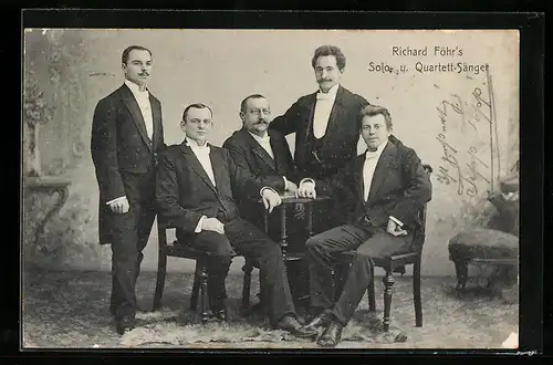 AK Richard Föhr's Solo- und Quartett-Sänger, Mitglieder in eleganten Anzügen