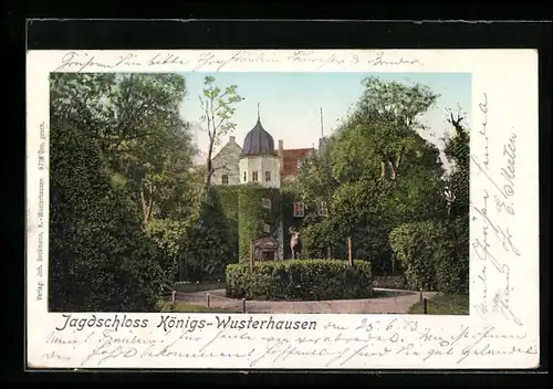 Goldfenster-AK Königs-Wusterhausen, Jagdschloss mit leuchtenden Fenstern