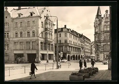 AK Erfurt, Bahnhofstrasse mit Geschäften