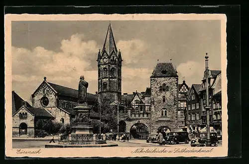 AK Eisenach, Nikolaikirche und Lutherdenkmal