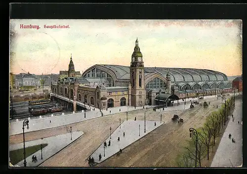 AK Hamburg-St.Georg, Blick zum Hauptbahnhof