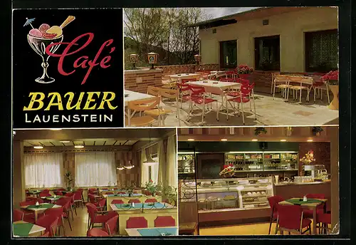 AK Lauenstein, Café Bauer, Innenansicht