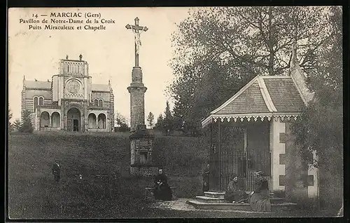 AK Marciac, Pavillon de Notre-Dame de la Croix, Puits Miraculeux et Chapelle