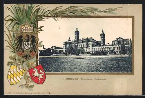 Passepartout-Lithographie Hannover, Technische Hochschule, Wappen