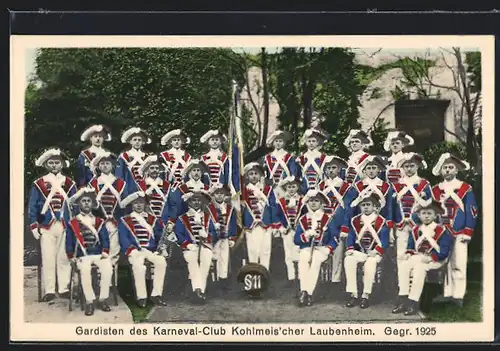 AK Laubenheim, Gardisten des Karneval-Club Kohlmeis`cher, Gegr. 1925