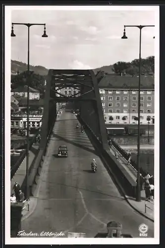 AK Tetschen a. d. Elbe, An der Elbebrücke