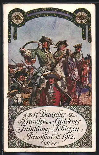 AK Frankfurt, 17. Deutsches Bundes- und Goldenes Jubiläums-Schiessen 1912, Schützen mit Gewehren