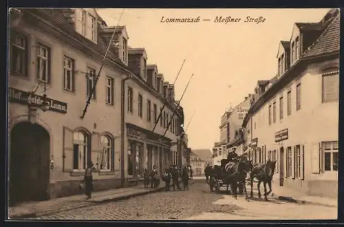 AK Lommatzsch, Maissner Strasse, Gasthof zum goldenen Lamm