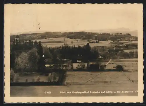 AK Andechs, Blick vom Klostergasthof Andechs auf Erling und die Zugspitze