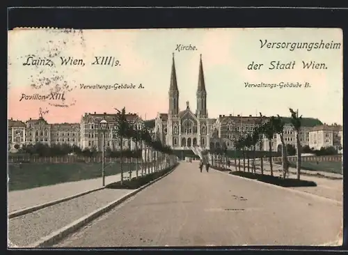 AK Wien-Lainz, Versorgungsheim Wiens, Verwaltungsgebäude A und B, Pavillon XIII., Kirche