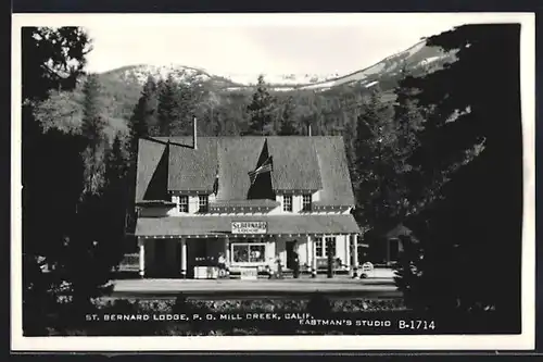 Foto-AK Mill Creek, CA, Hotel St. Bernard Lodge with Gas Station