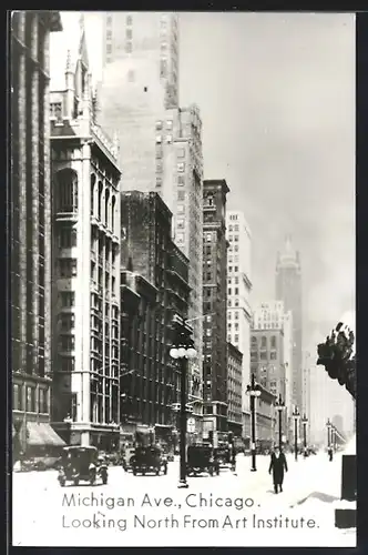 Foto-AK Chicago, IL, Michigan Avenue, Looking North from Art Institute