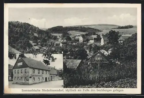 AK Niederfrauendorf, Gasthof Niederfrauendorf, Ortsansicht