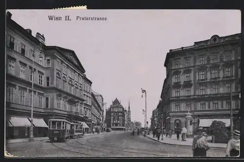 AK Wien, Praterstrasse mit Strassenbahn