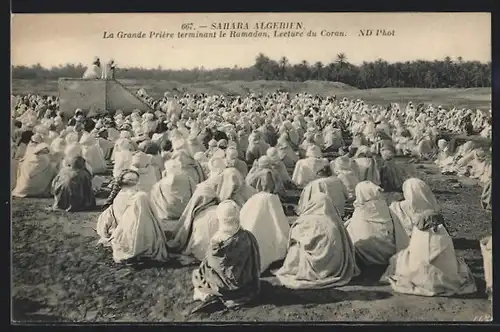 AK Sahara Algerien, La Grande Prière terminant le Ramadan, Lecture du Coran