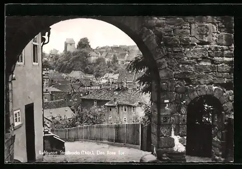 AK Stadtroda i. Thür., Blick durch das Rote Tor