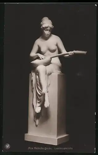 AK Berlin, Statue Lautenspielerin von Max Valentin