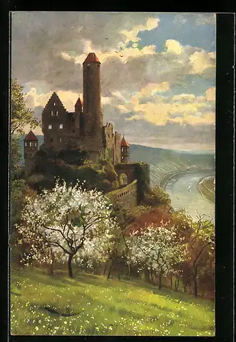 Künstler-AK Burg Hornberg, Burg Hornberg am Neckar