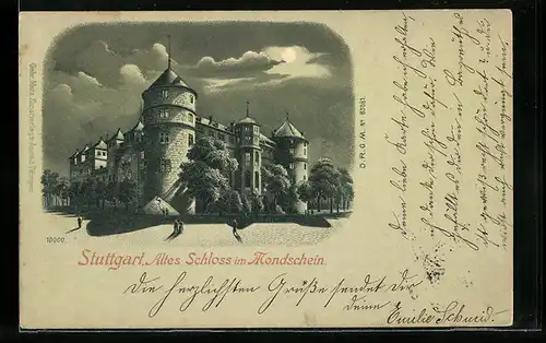 Mondschein-Lithographie Stuttgart, Altes Schloss