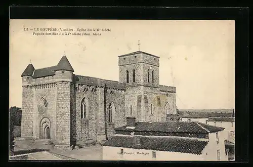 AK Le Boupere, Eglise du XIIIe siecle, Facade fortifiee du XVe siecle