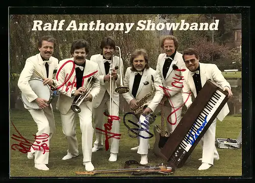 AK Musiker-Gruppe Ralf Anthony Showband mit Autogrammen