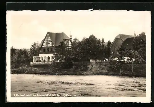 AK Fischendorf bei Leisnig (Sachsen), Blick zur Obstweinschänke