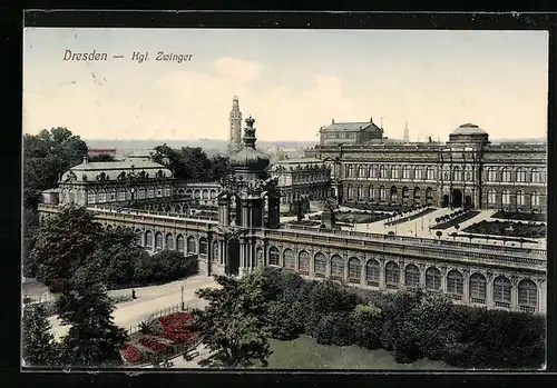 AK Dresden, Kgl. Zwinger, Blick von Weber`s Hotel