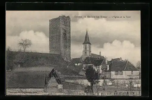 AK Salon-la-Tour, L`Eglise et la Tour