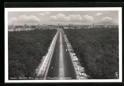 AK Berlin, Die Ost-Westachse von der Siegessäule aus gesehen vom Flugzeug aus