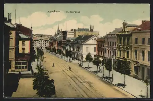 AK Aachen, Hochstrasse aus der Vogelschau