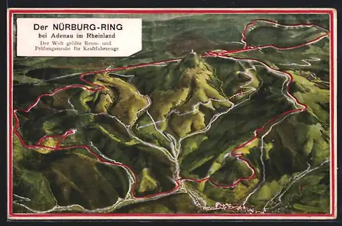 AK Adenau, Landkarte Nürburg Ring im Rheinland