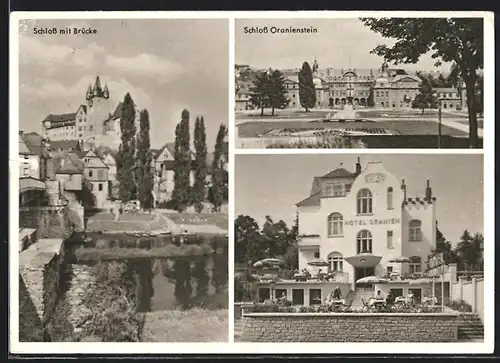 AK Diez / Lahn, Schloss Oranienstein, Hotel Oranien, Brücke