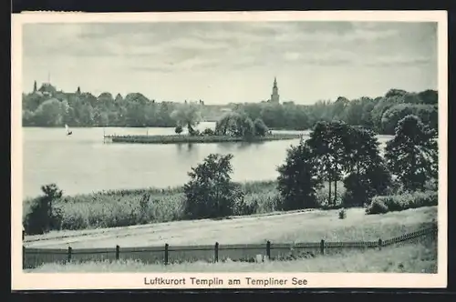 AK Templin, Templiner See aus der Vogelschau