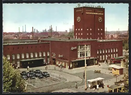 AK Oberhausen /Rhld., Hautpbahnhof mit Parkplatz