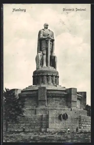 AK Hamburg-St.Pauli, Bismarck-Denkmal