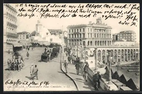 AK Alger, Boulevard et Palais Consulaire