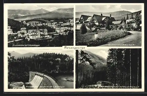 AK Krummhübel /Riesengebirge, Talsperre mit Schneekoppe