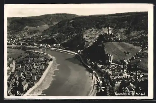 AK Kochem a. d. Mosel, Teilansicht, Fliegeraufnahme