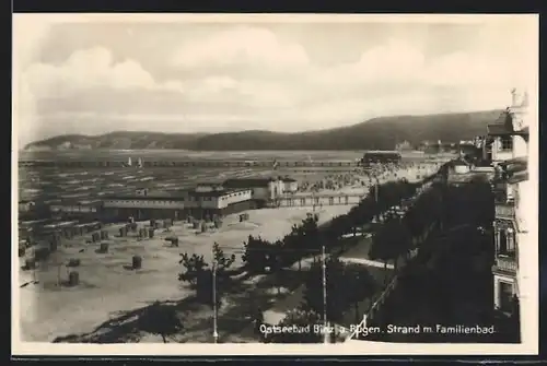 AK Binz a. Rügen, Ostseebad, Strand mit Familienbad