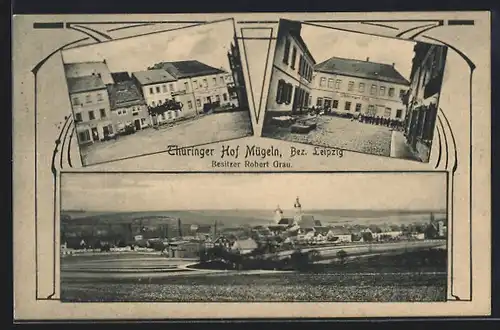 AK Mügeln, Gasthaus Thüringer Hof, Ortsansicht