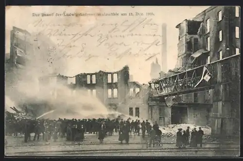 AK Ludwigshafen a. Rh., Brand der Walzmühle am 12.12.1905