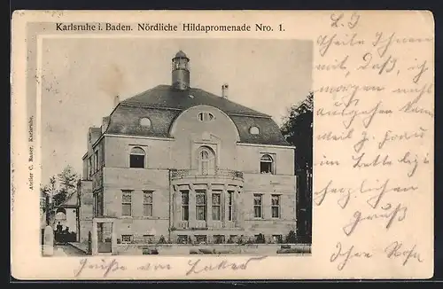 AK Karlsruhe / Baden, Villa, Strasse Nördliche Hildapromenade 3