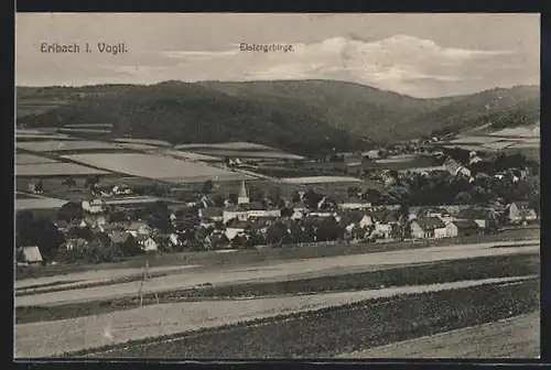 AK Erlbach i. Vogtl., Teilansicht mit Eislergebirge