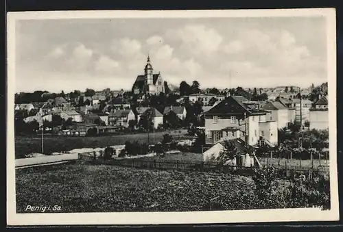 AK Penig i. Sa., Teilansicht mit Kirche