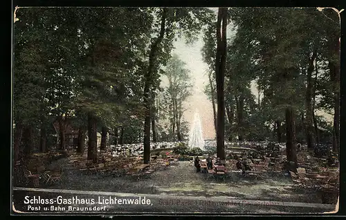 AK Lichtenwalde, Schloss-Gasthaus, Terrasse