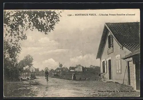 AK Montreux-Vieux, L`Ancien Poteau frontière allemand, Grenze