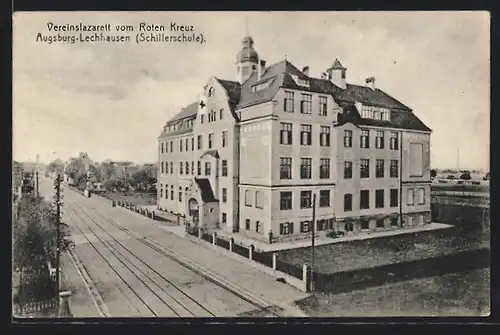 AK Augsburg-Lechhausen, Vereinslazarett vom Roten Kreuz, Schillerschule