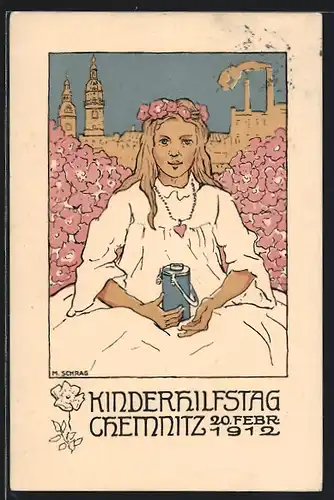 Künstler-AK Chemnitz, Kinderhilfstag 1912, Kinderfürsorge