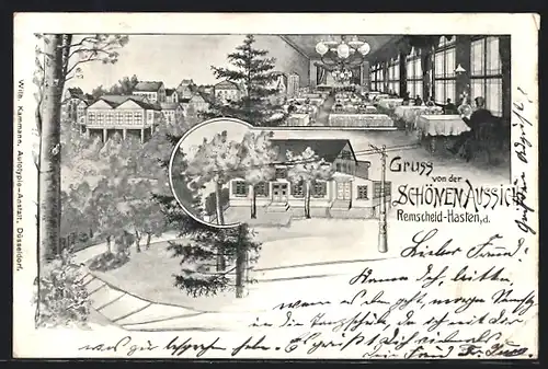 Lithographie Remscheid-Hasten, Restaurant Schöne Aussicht