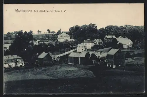 AK Wohlhausen bei Markneukirchen, Ortsansicht vom Hügel aus